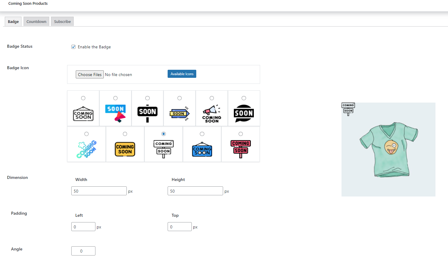 coming soon badge customization - woo coming soon products plugin