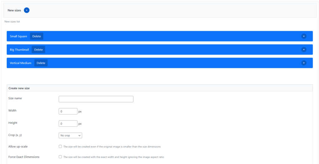 create custom image sizes