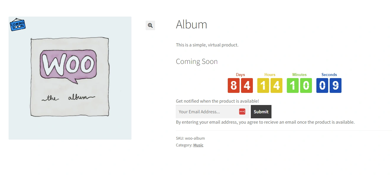 Coming soon product in frontend - Woo Coming Soon products plugin