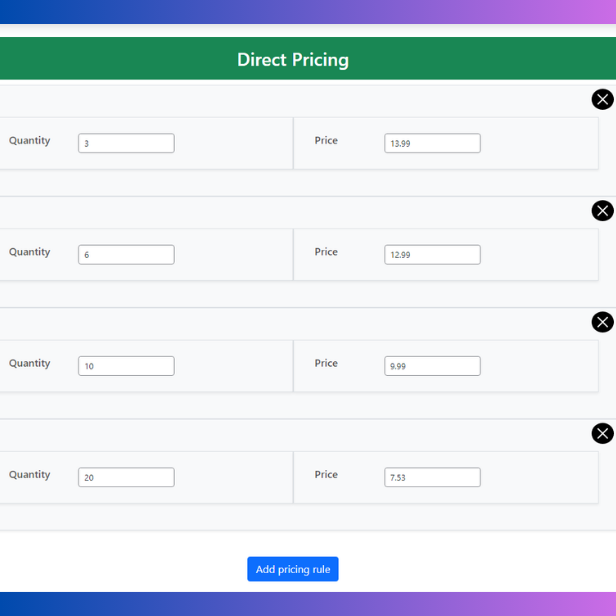 woocommerce advanced pricing - discount & quantity swatches plugin - pricing table