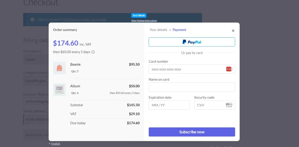 paddle checkout in WooCommerce checkout page