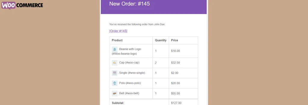 Woo order emails products with images